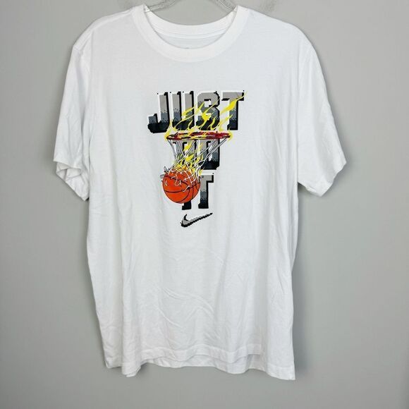 NIKE | Just Do It The Nike Tee Basketball/Hoop White Short Sleeve Men’s Size XL - Picture 1 of 7